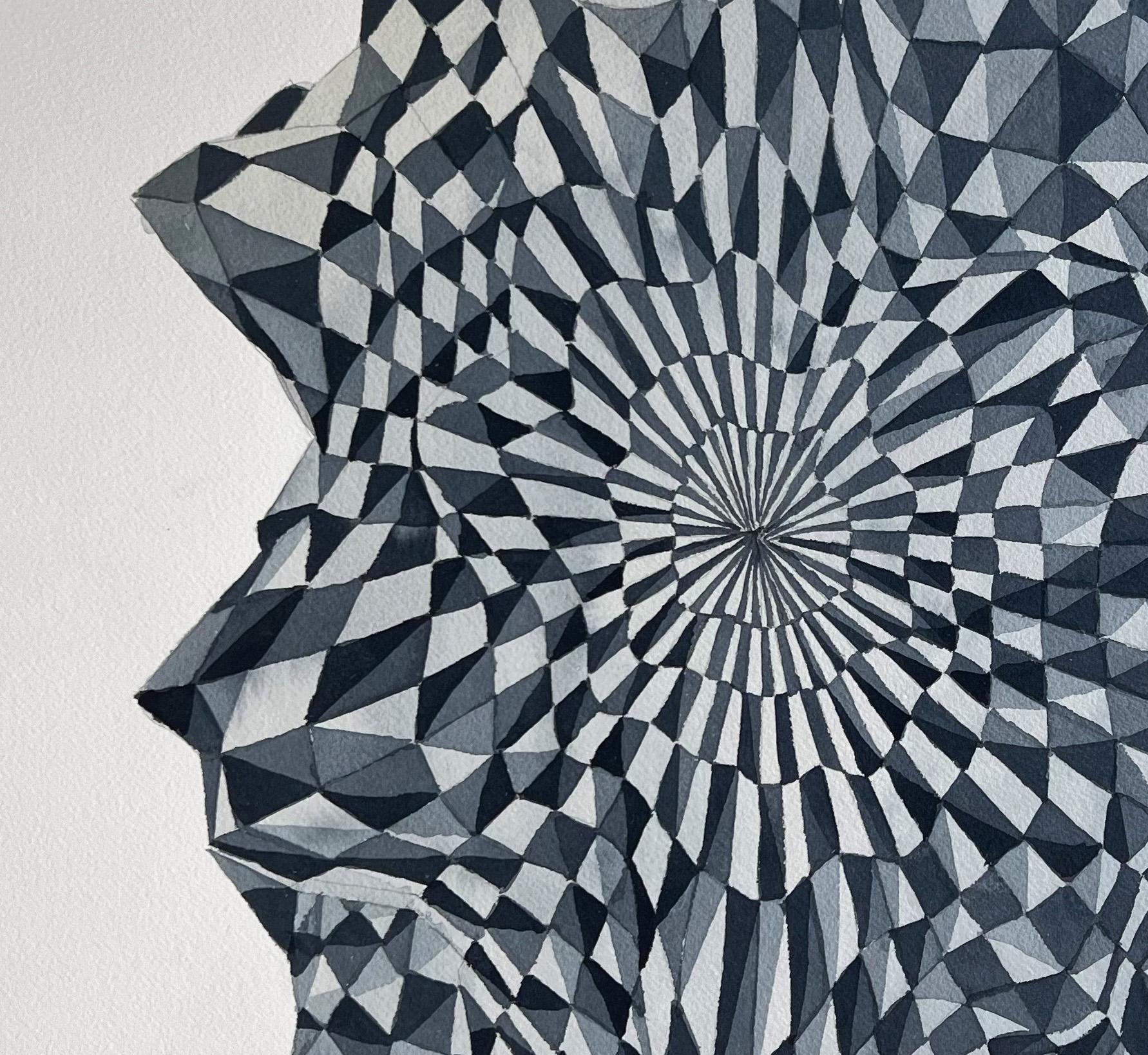 Geometría fractal 3. Das Gedächtnis der Narzisse.  Aquarellmalerei (Grau), Abstract Drawing, von James Bonachea Guerra