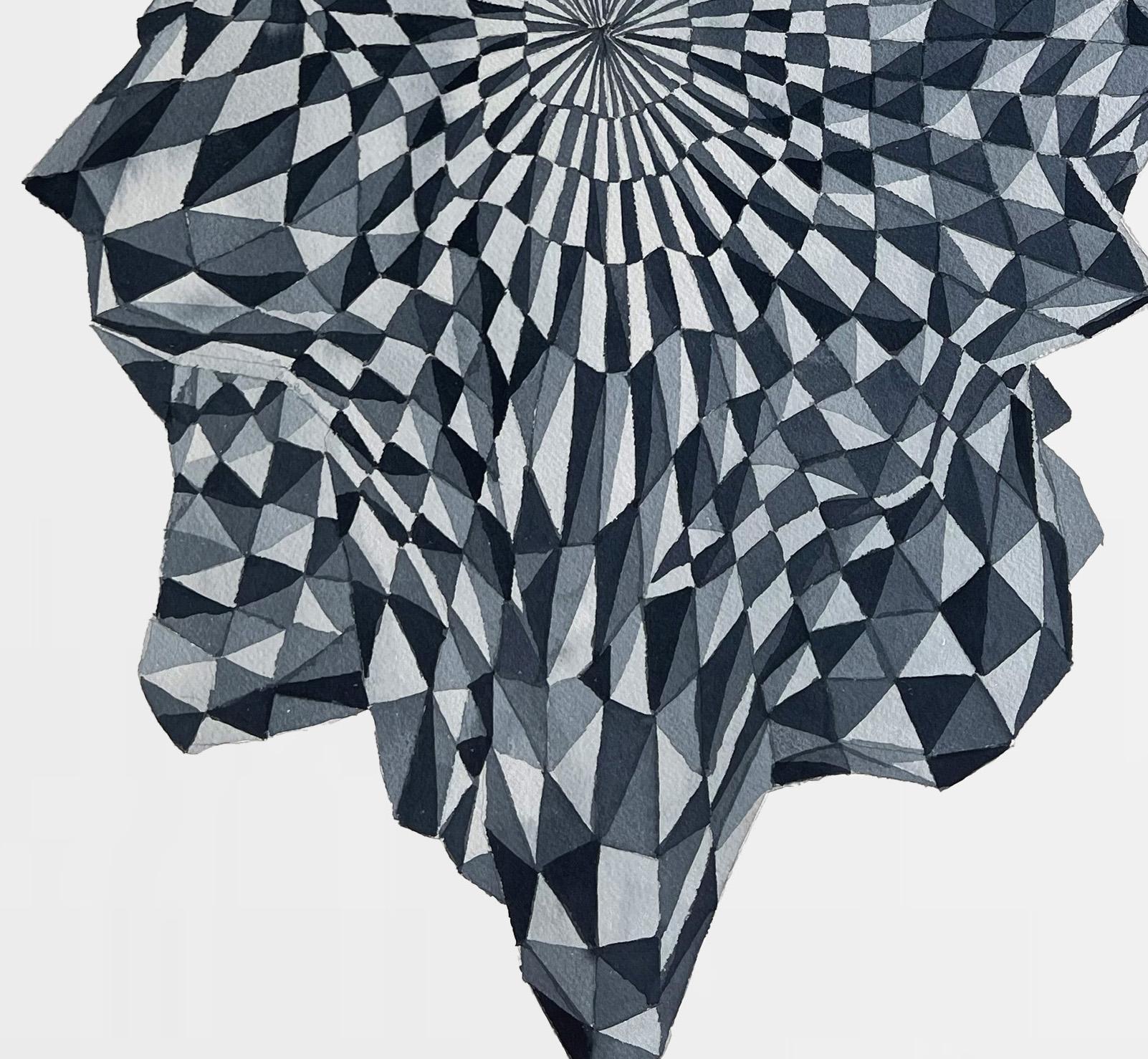 Geometría fractal 3. Das Gedächtnis der Narzisse.  Aquarellmalerei (Grau), Abstract Drawing, von James Bonachea Guerra