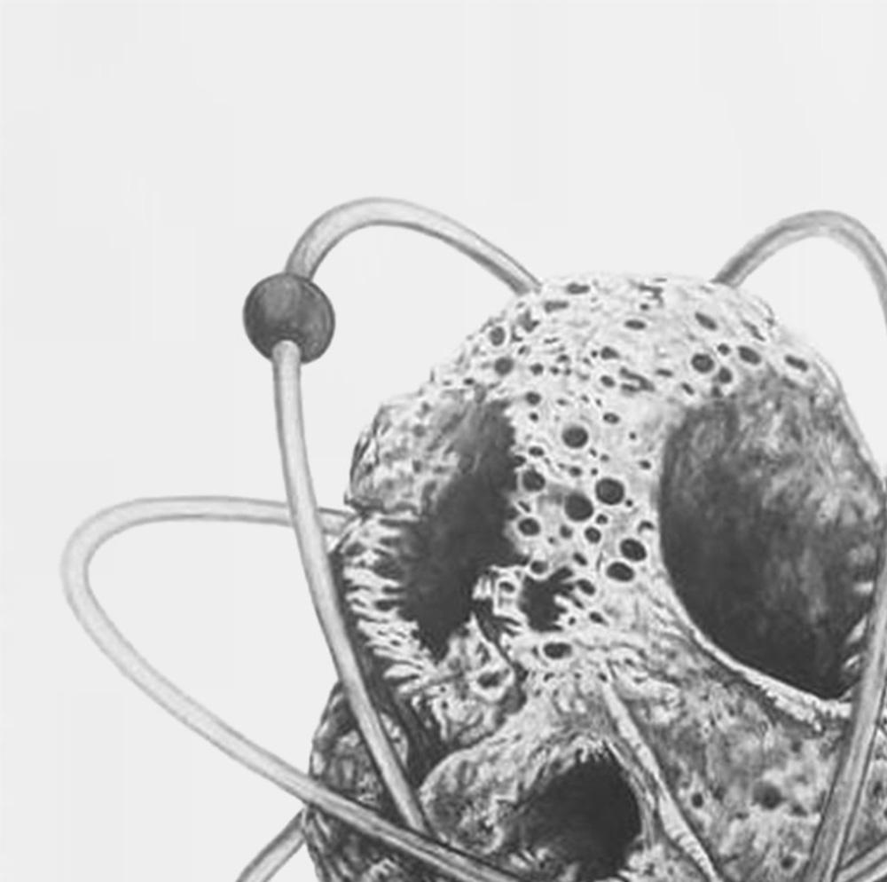 Cabeza nuklear. Aus der Serie Das Gedenken an Narzissen.  Malerei – Art von James Bonachea Guerra