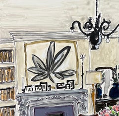 A House in York.  Interiors  painting illustration on gesso panel