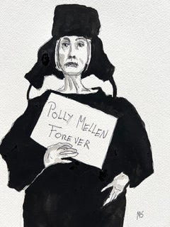 Polly Mellen, Forever. Portrait.  La mode - Gouache et crayon sur papier