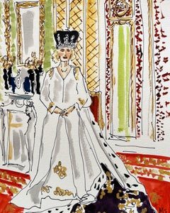 Queen Camilla, Watercolor Portrait Painting 