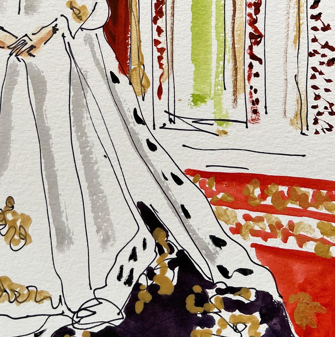 Queen Camilla, Watercolor Portrait Painting  For Sale 3