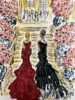 The Museum Gala, Watercolor Social Scene Painting