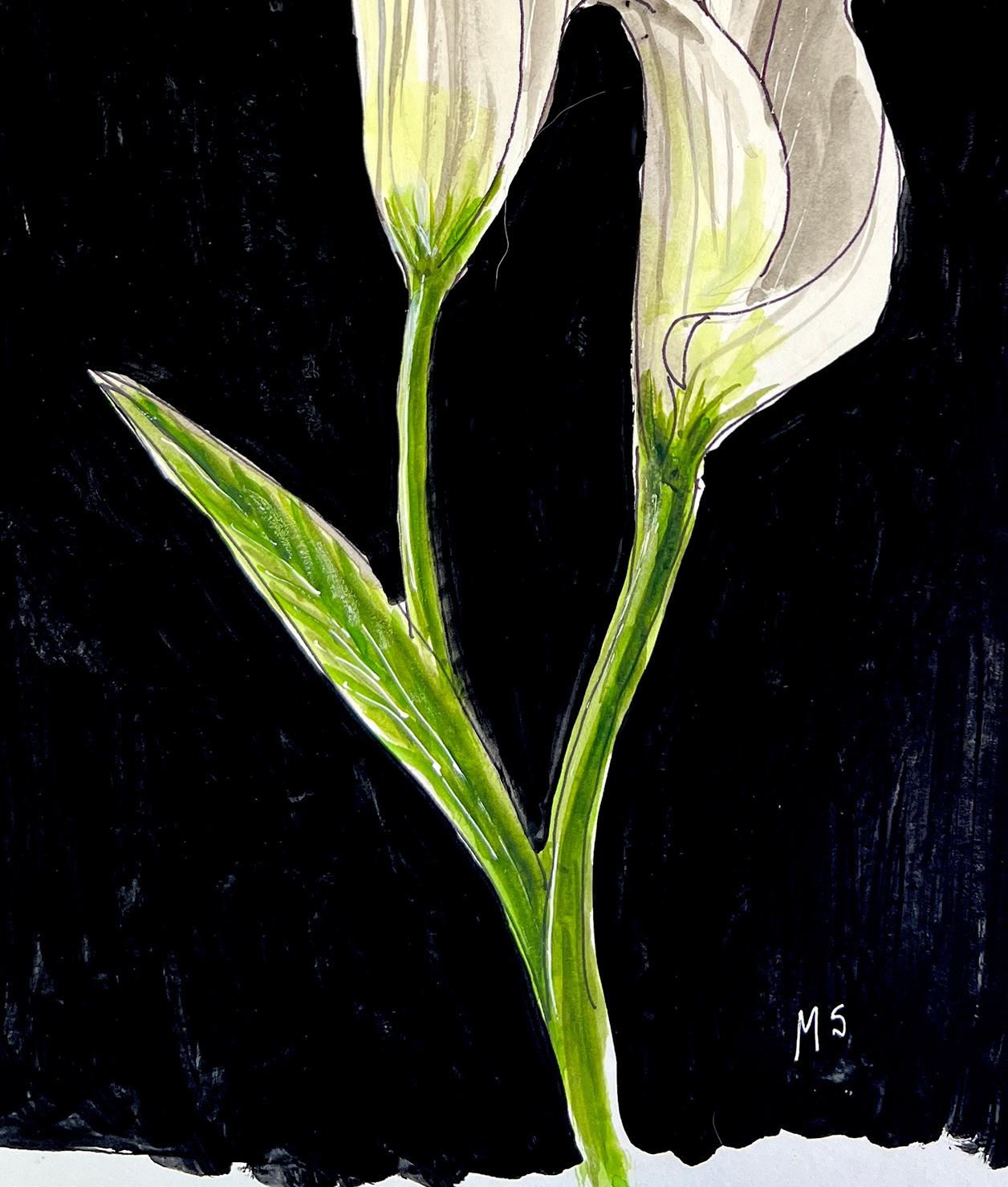 Cala Lily, Watercolor on paper.  Sill life Painting For Sale 2