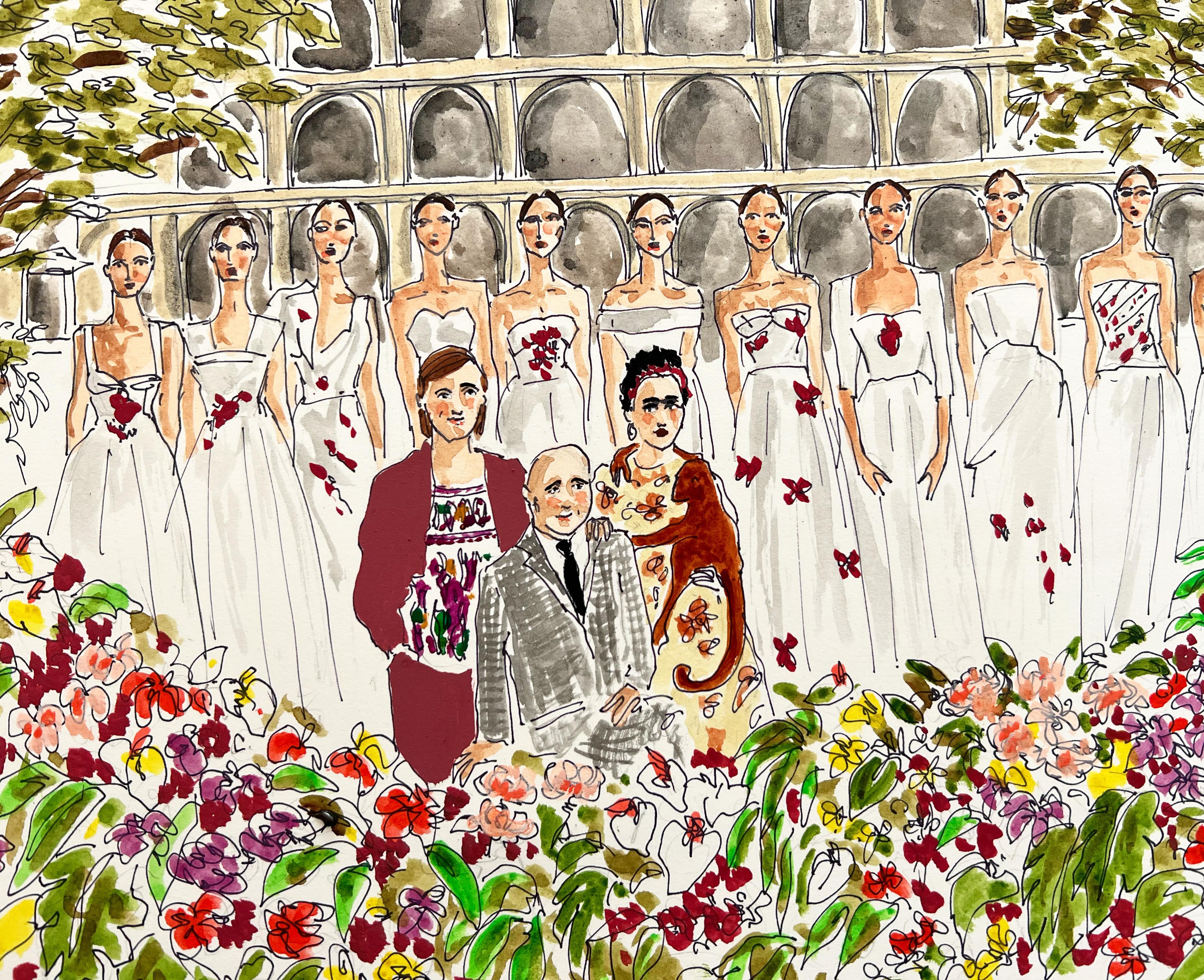 Manuel Santelices Figurative Art - Christian Dior, Frida Kahlo and Maria Grazia Chiuri in Mexico City - Cruise 2024