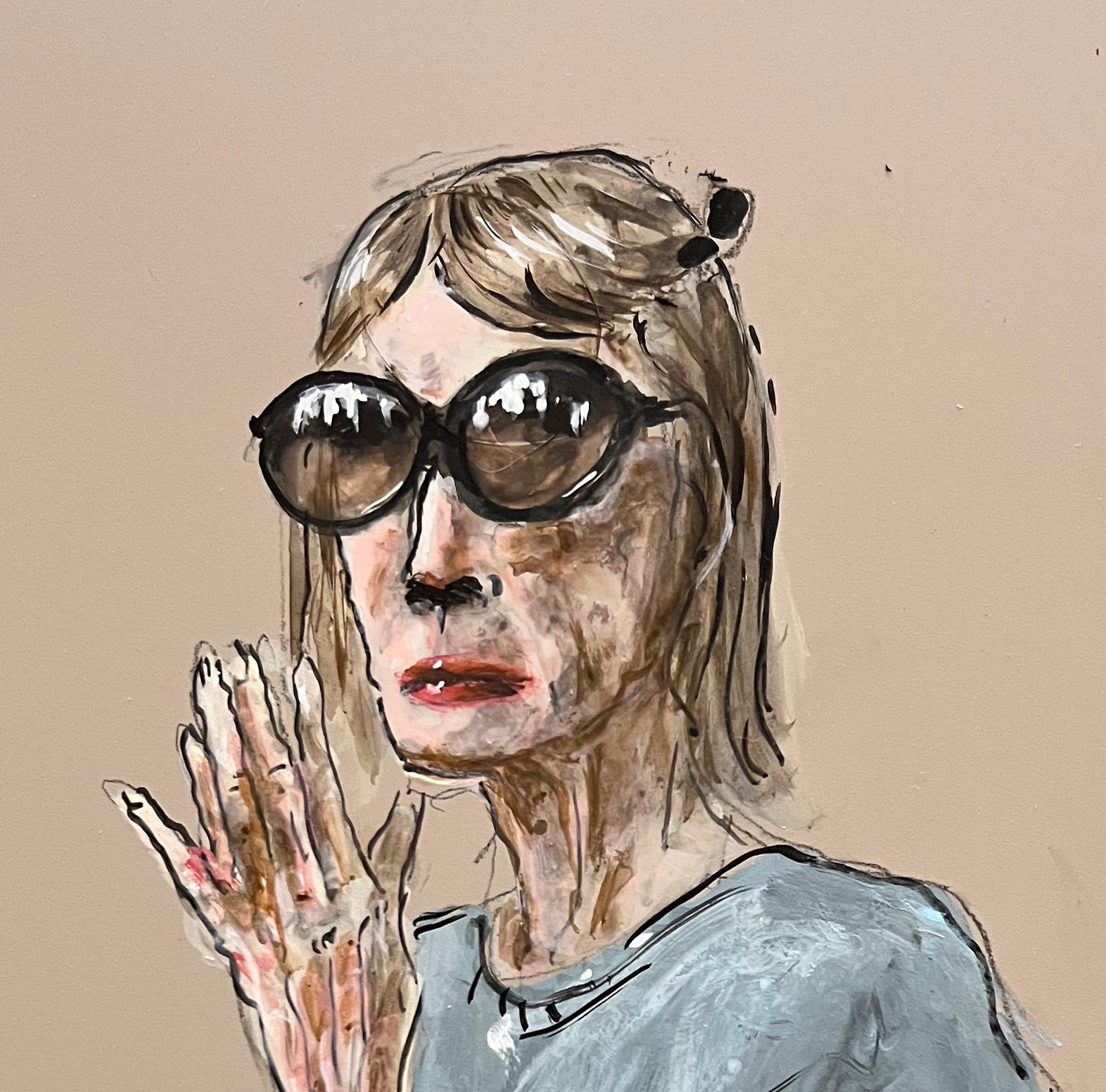 Porträt von Joan Didion, Gemälde  – Art von Manuel Santelices