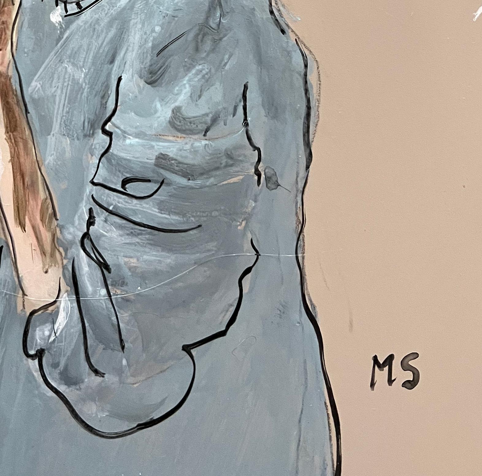 Porträt von Joan Didion, von Manuel Santelices
Acryl auf Gesso-Platte
Bildgröße: 14 in. H x 11 in. W 
Ungerahmt
2023

Die Welt der Mode, der Gesellschaft und der Popkultur wird durch die Illustrationen von Manuel Santelices, einem chilenischen