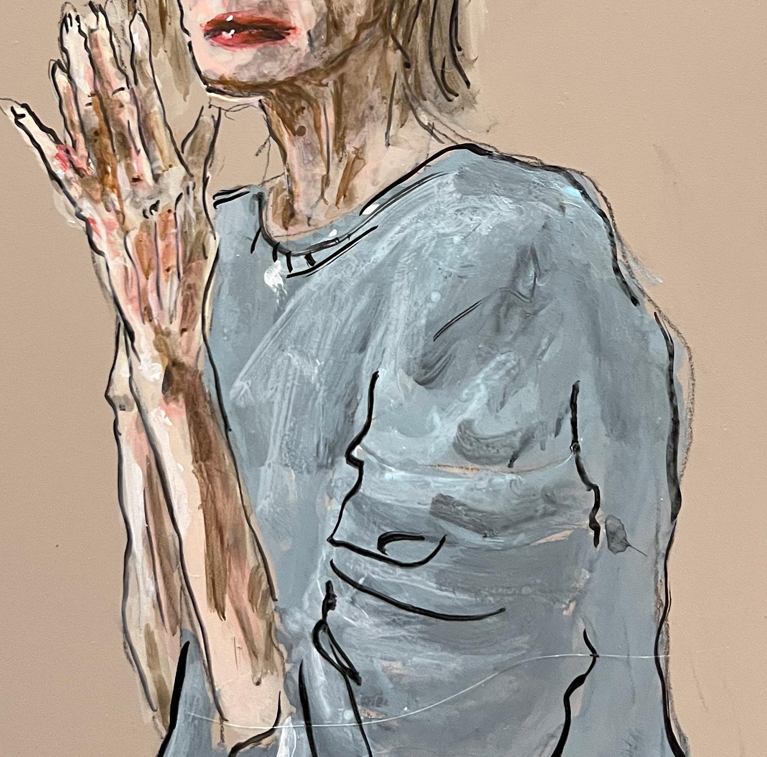 Porträt von Joan Didion, Gemälde  (Zeitgenössisch), Art, von Manuel Santelices