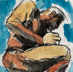 Duchándome en Cuerpo Ajeno May 30th.  Watercolor and ink on  paper