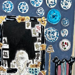 Umberto Pasti Blue Room.  Interiors Watercolor Painting