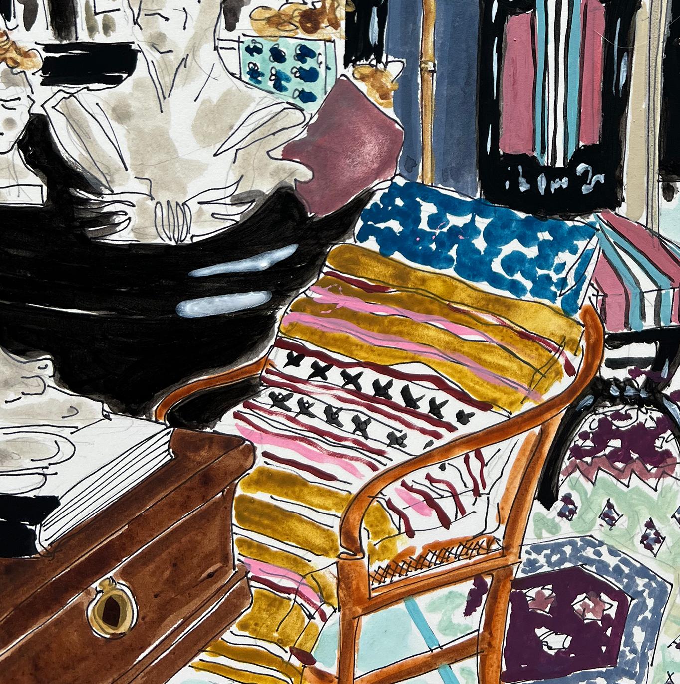 Umberto Pasti Blue Room by Manuel Santelices 
Ink, watercolor and gouache on paper
Image size: 14