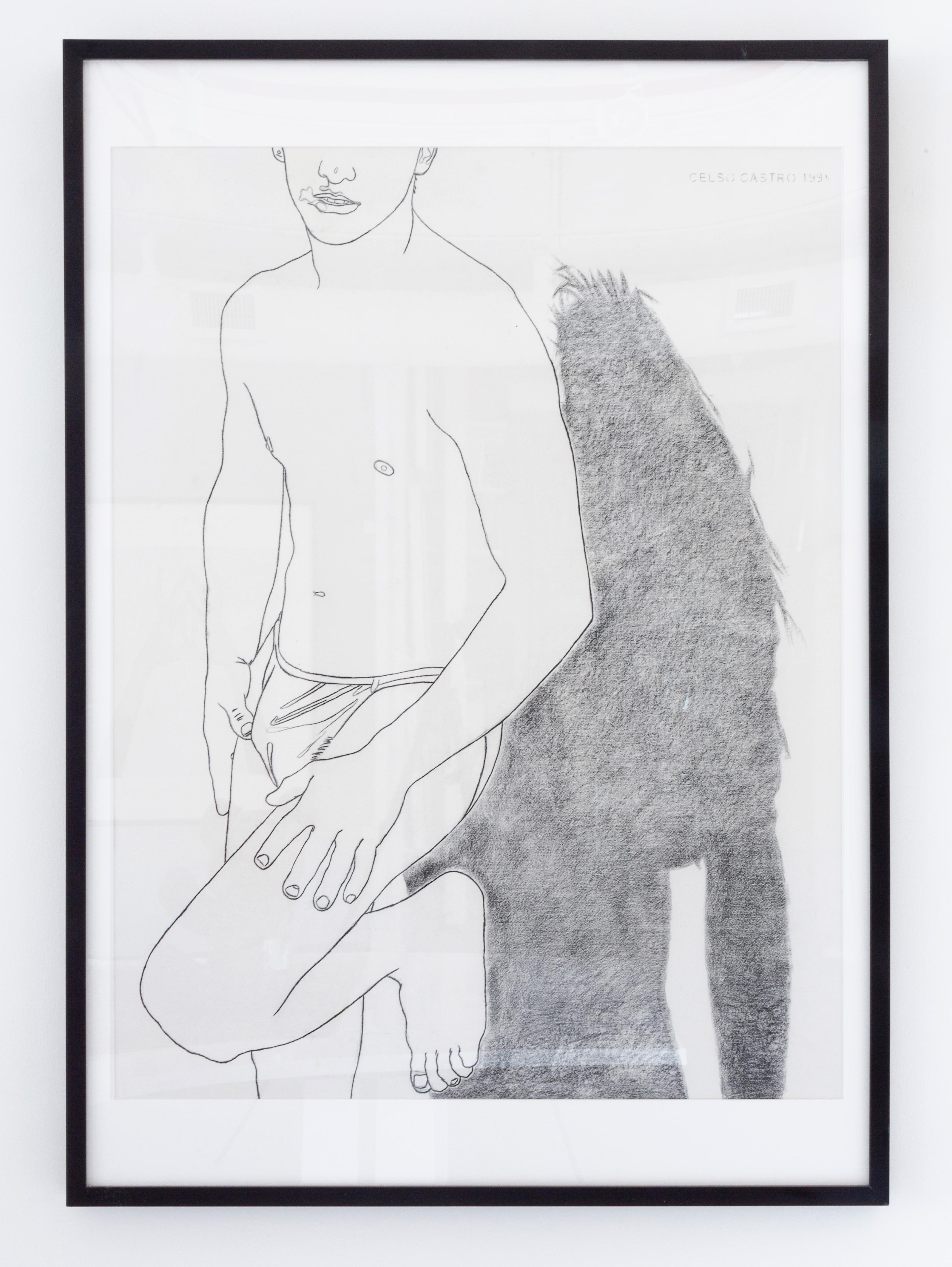 Untitled- Portrait, 1997 by Celso Castro-Daza
Pencil or archival paper
Image size: 48 H in. x 36.5 in. W 
Framed: 58 H x 41 in. W 2 in. D

Drawing on paper is his basic work tool,  some are sketches of his surviving works, and others are sketches of