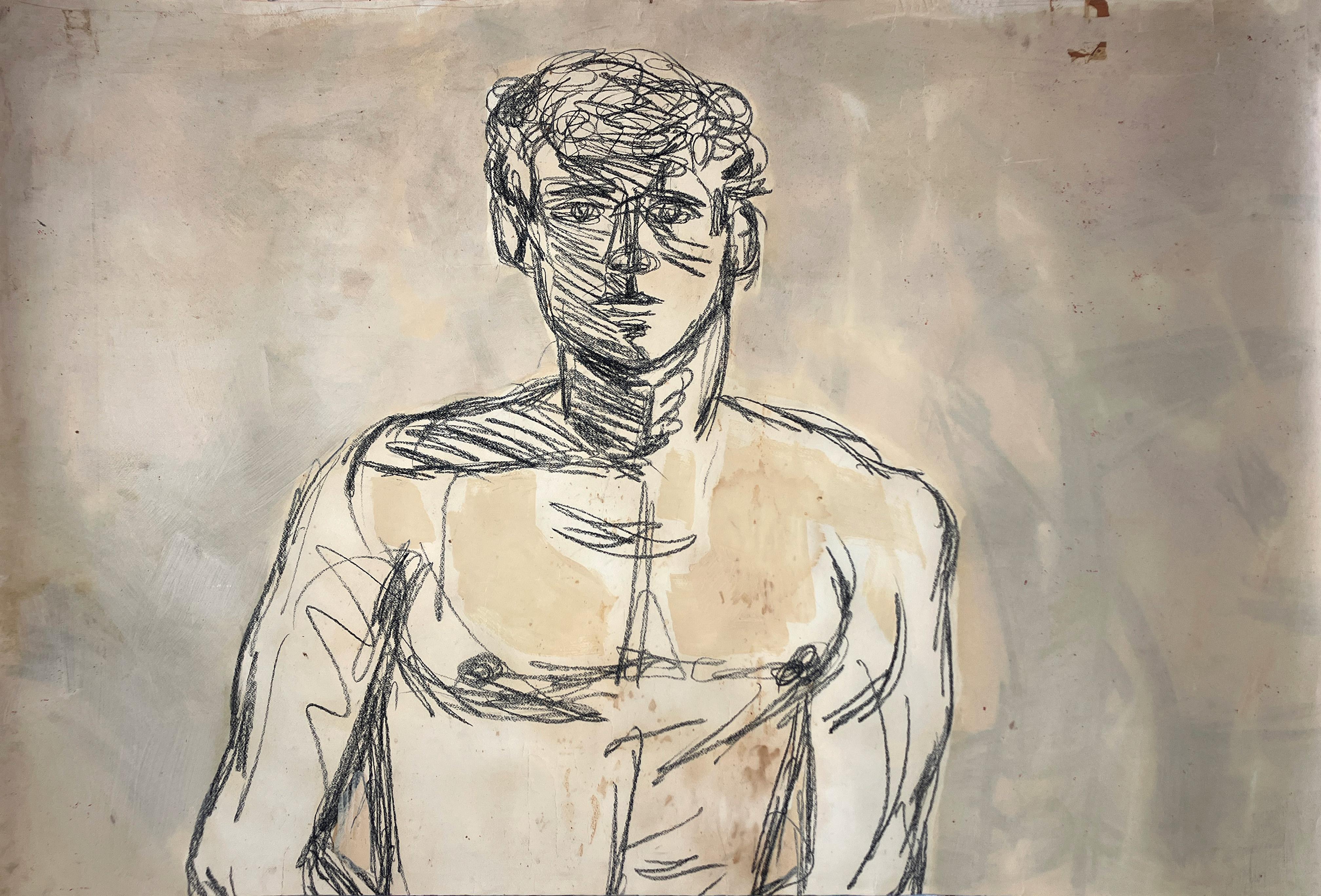 Celso José Castro Daza Portrait – Ohne Titel, Porträt figurativ, Zeichnung