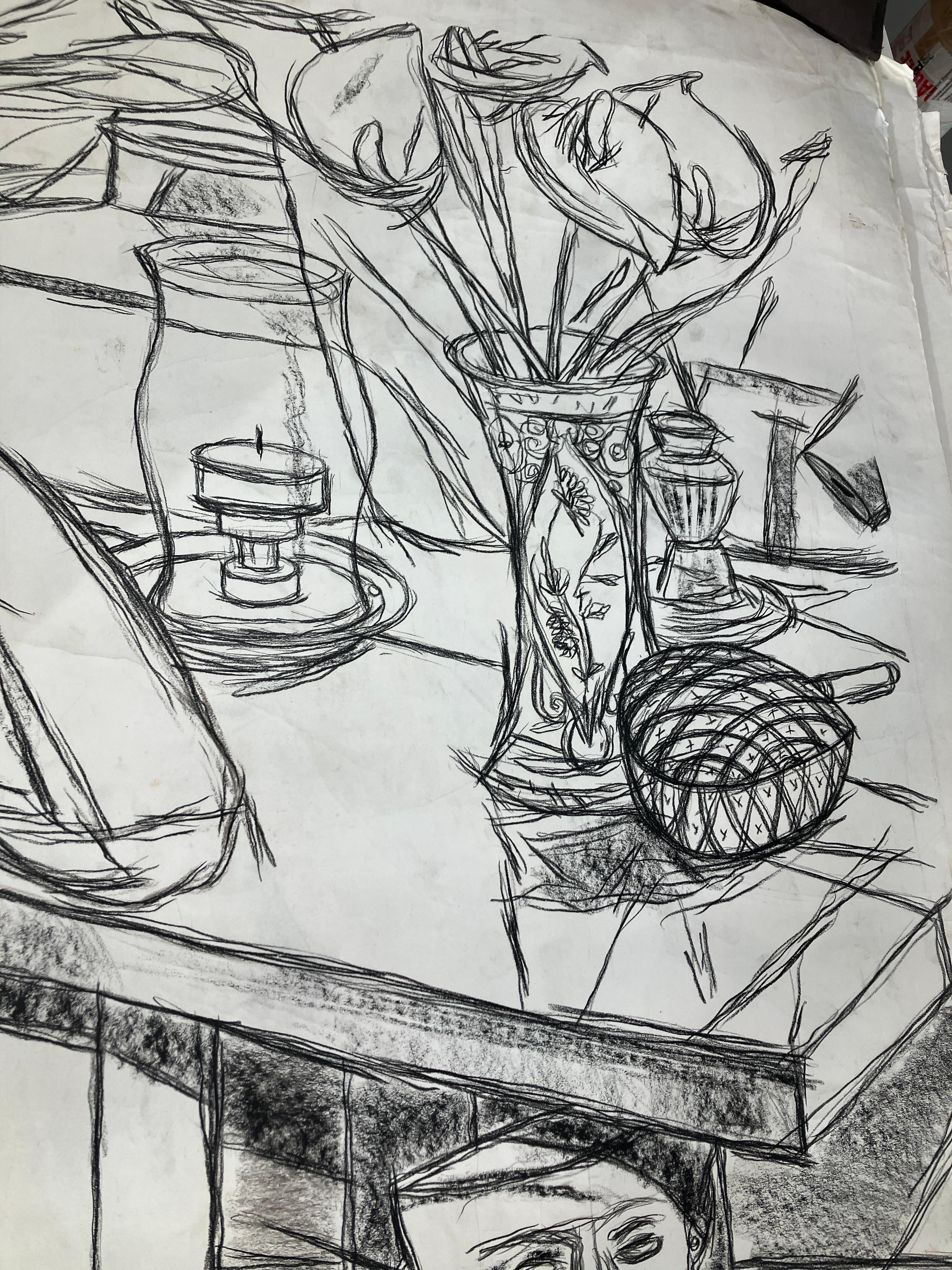 Le vieil homme de la dernière exposition, 2016 par Celso Castro-Daza
Crayon sur papier d'archives
Taille du papier : 59 H in. x 43 in. W 
Taille de l'image : 54 H in. x 40 in. W 

Au dos du tableau :
Jairo, 2016
Aquarelle et encre sur papier