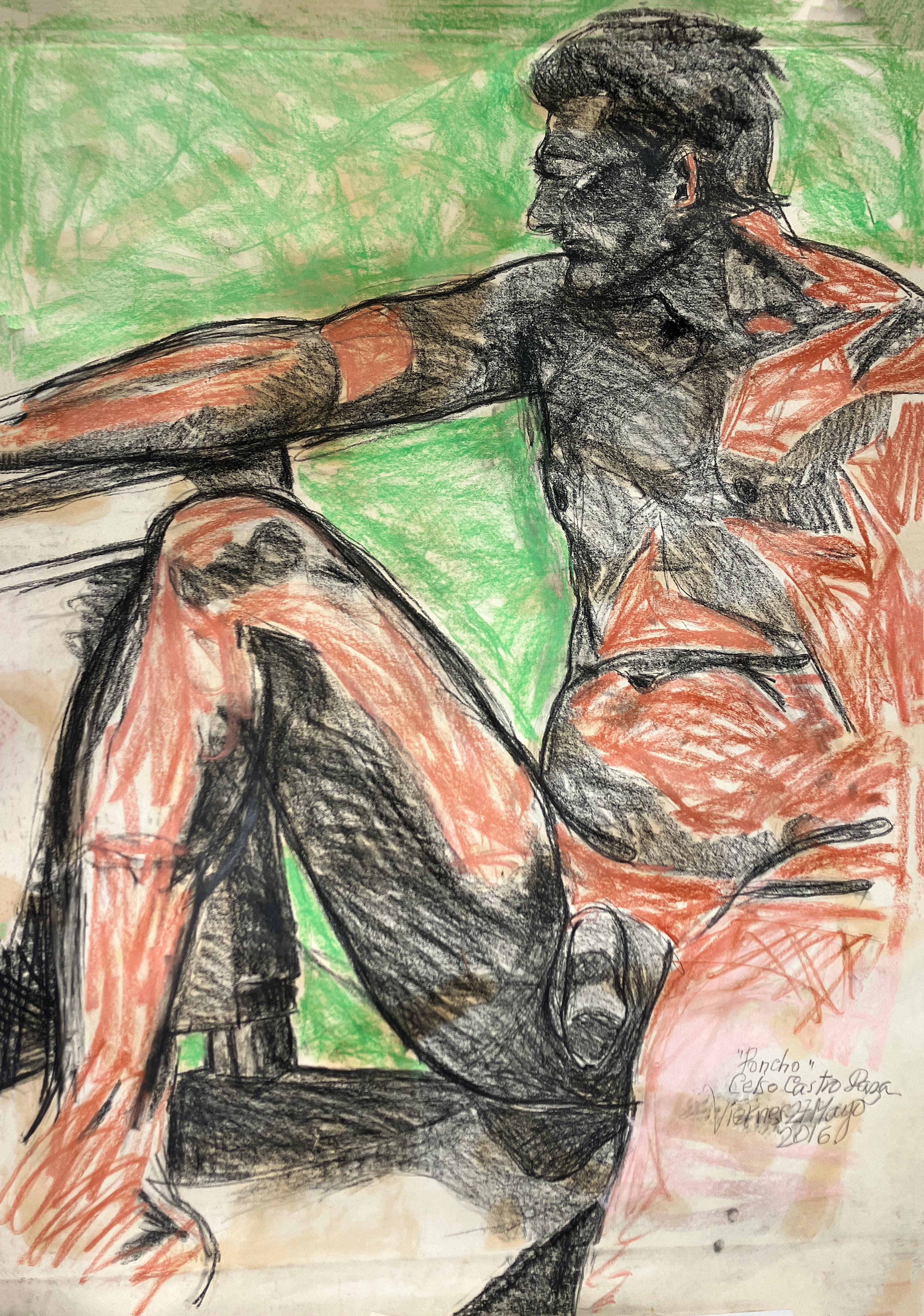 Celso José Castro Daza Nude – Poncho viernes 27 de mayo, Figurative Zeichnung
