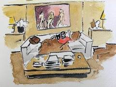 Marc Jacobs at Home, Portrait Painting, Watercolor on Paper