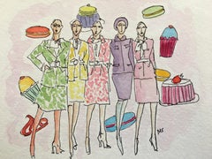 Chanel Pastels,  Fashion, Watercolor Painting
