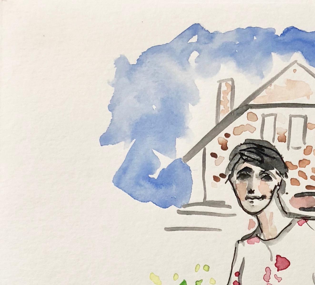 Harry Brant in Connecticut, Watercolor Painting - Art by Manuel Santelices