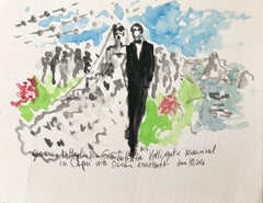 Wedding of Giovanna Battaglia, Capri, Watercolor on Paper