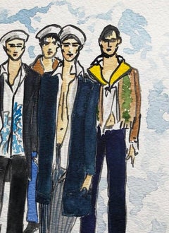 Prada Men's Fall Fashion show, Watercolor Painting