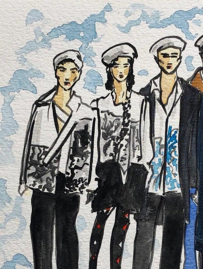 Prada Men's Fall Fashion showt, by Manuel Santelices
Watercolor on paper
Image size: 9 in. H x 12 in. W 
Unframed
2016

The worlds of fashion, society, and pop culture are explored through the illustrations of Manuel Santelices, a Chilean artist and