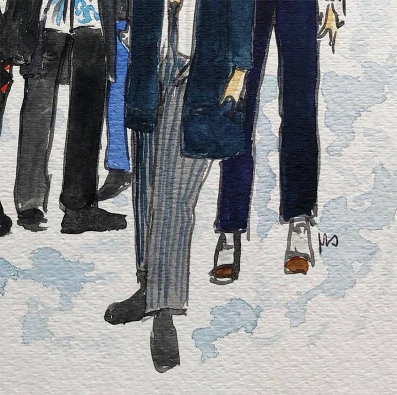 Prada Men's Fall Fashion show, Watercolor Painting For Sale 1