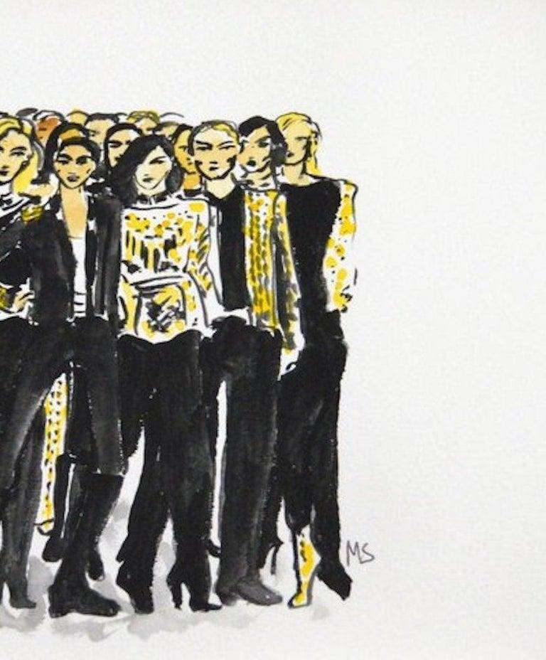 Olivier Rousteing and His Balmain HM Collection, Fashion, Watercolor Painting - Contemporary Art by Manuel Santelices