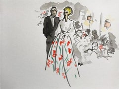 Carolina Herrera and Omar, Fashion, Watercolor Painting