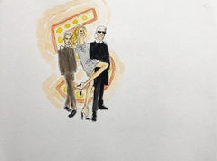 Baz Luhrman, Giselle and Karl Lagerfeld, Fashion, Watercolor Painting