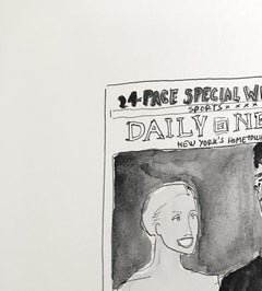 John Kennedy and Caroline Bessette NY Daily News Cover, Watercolor Painting