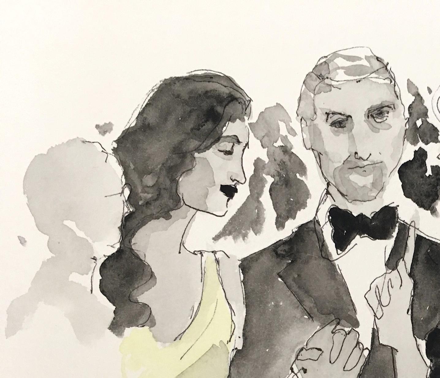Amal, George Clooney and Julia Roberts, Watercolor Painting - Contemporary Art by Manuel Santelices