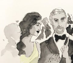 Amal, George Clooney and Julia Roberts, Watercolor Painting