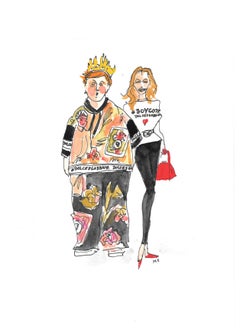 The Trumps in Dolce&Gabana, Watercolor Painting