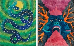 Serpiente Arcoiris  and Trinidad Watercolor Diptych 