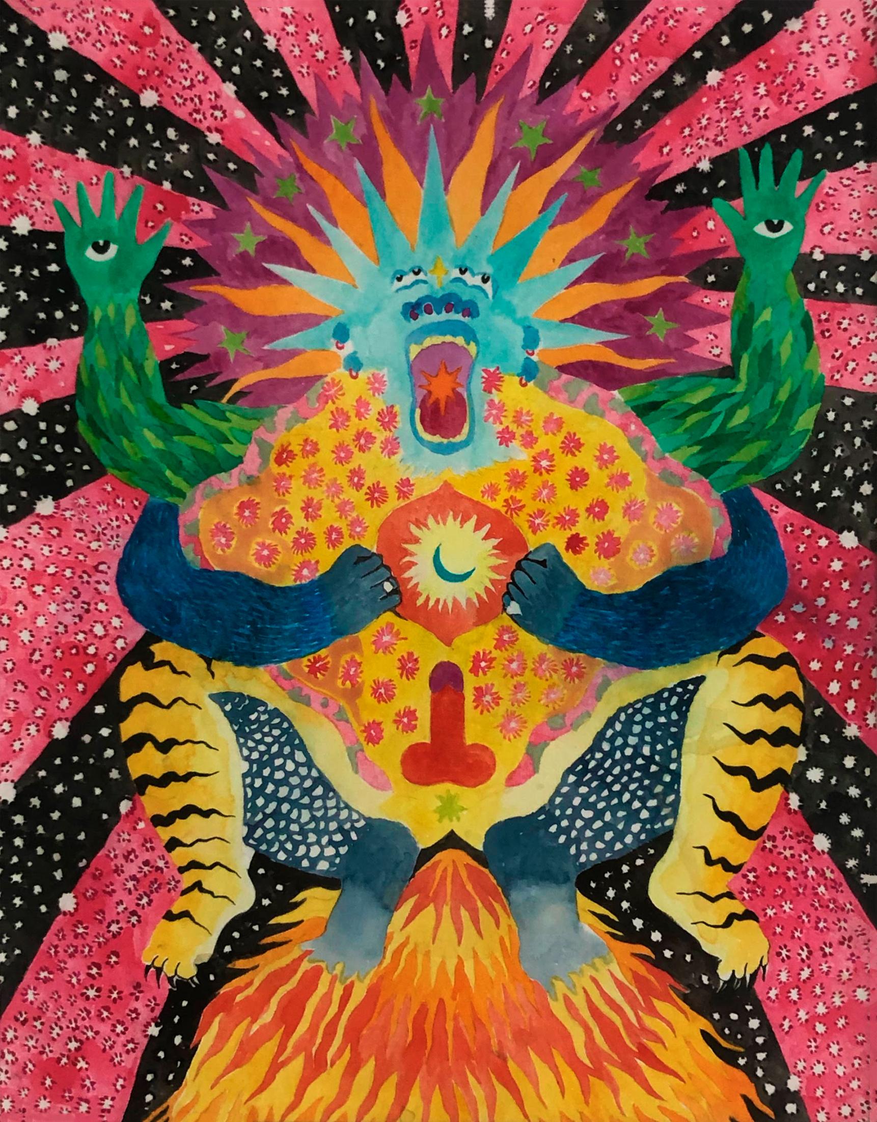 Hacerle el Amor a la Vida and El regalo de la persistencia Watercolor Diptych  - Contemporary Art by Tahuanty Jacanamijoy