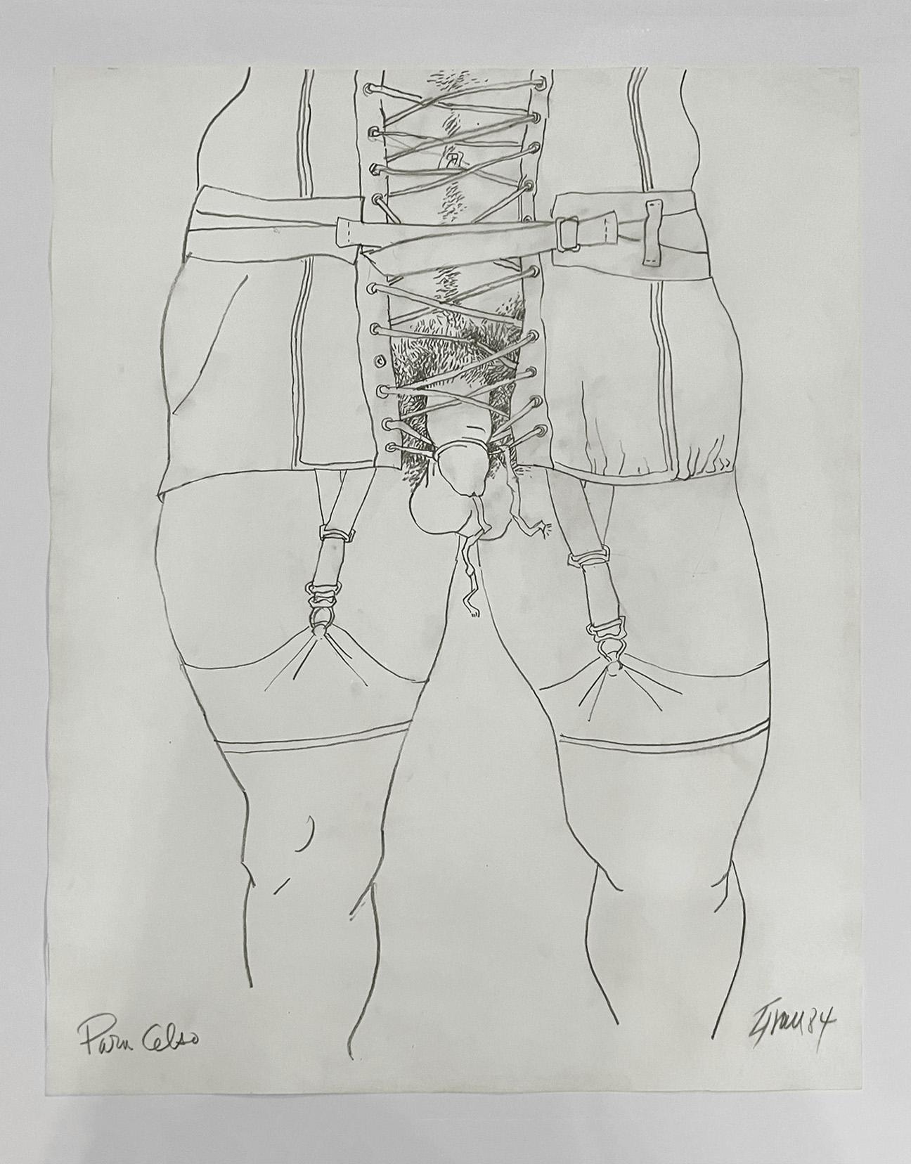 Para Celso, dessin de nu sur papier - Art de Enrique Grau