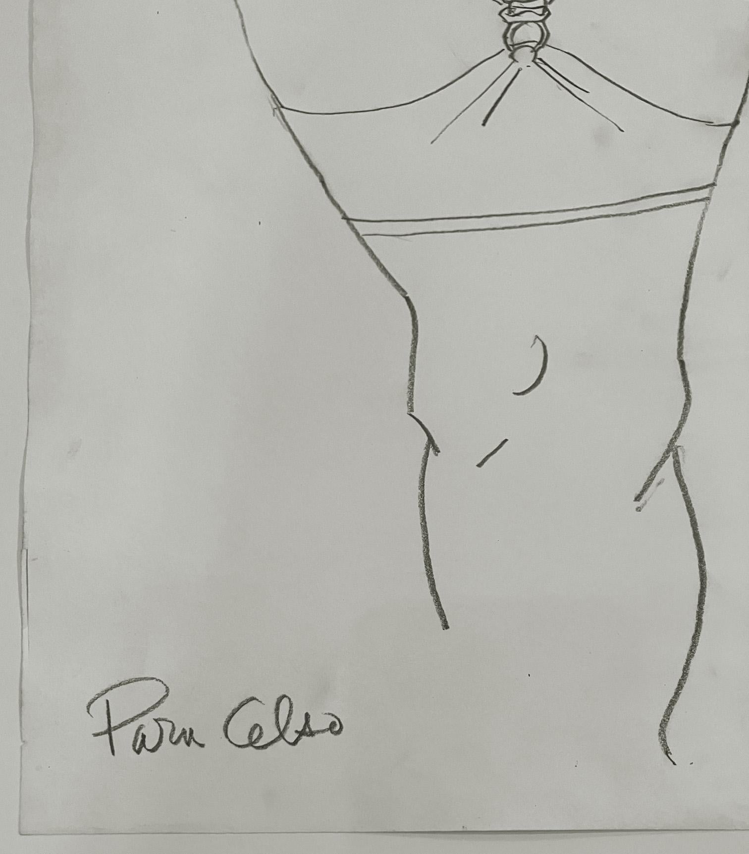 Para Celso, Nude drawing on paper For Sale 12