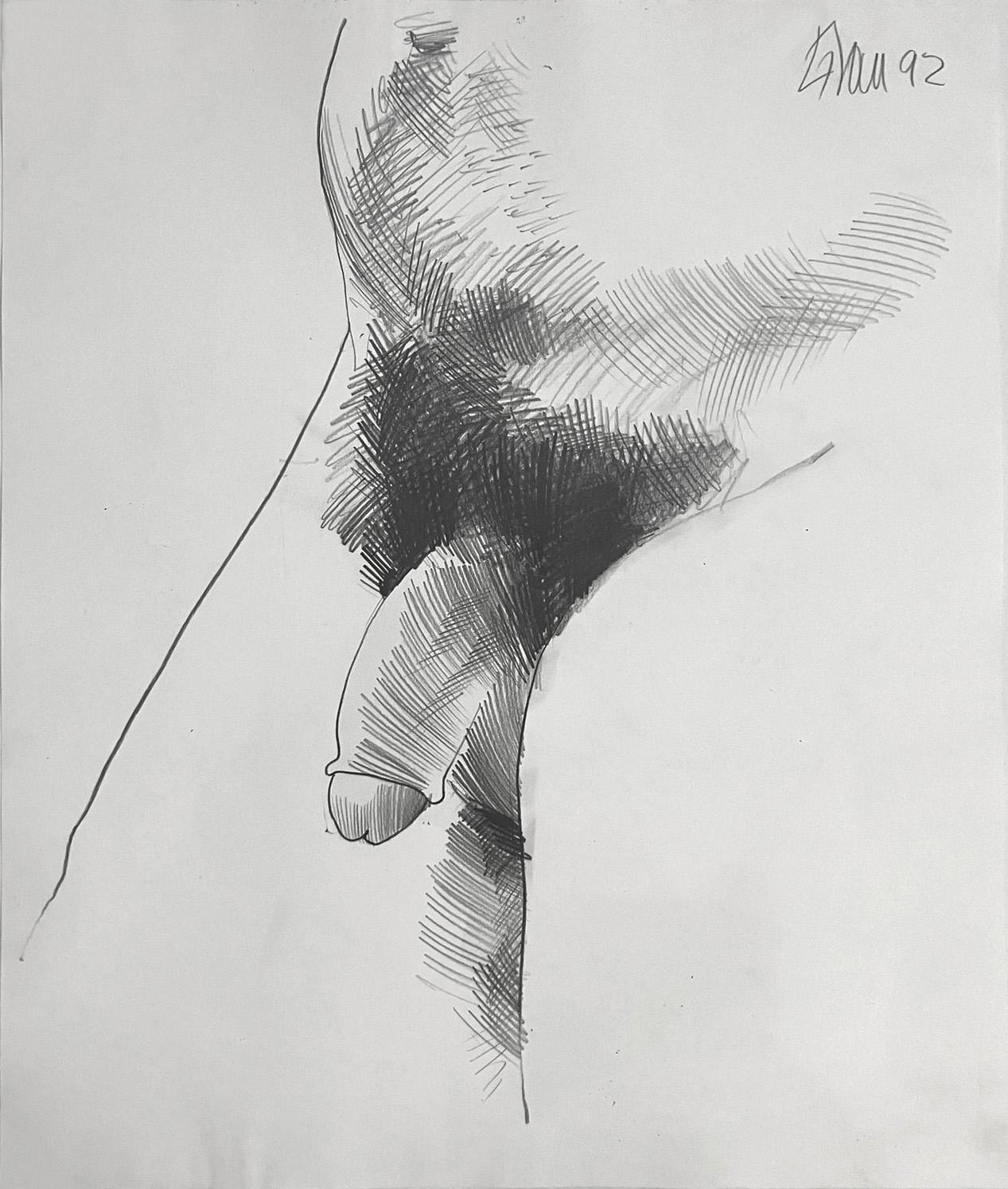 Nude Enrique Grau - Sans titre IV, dessin de nu sur papier