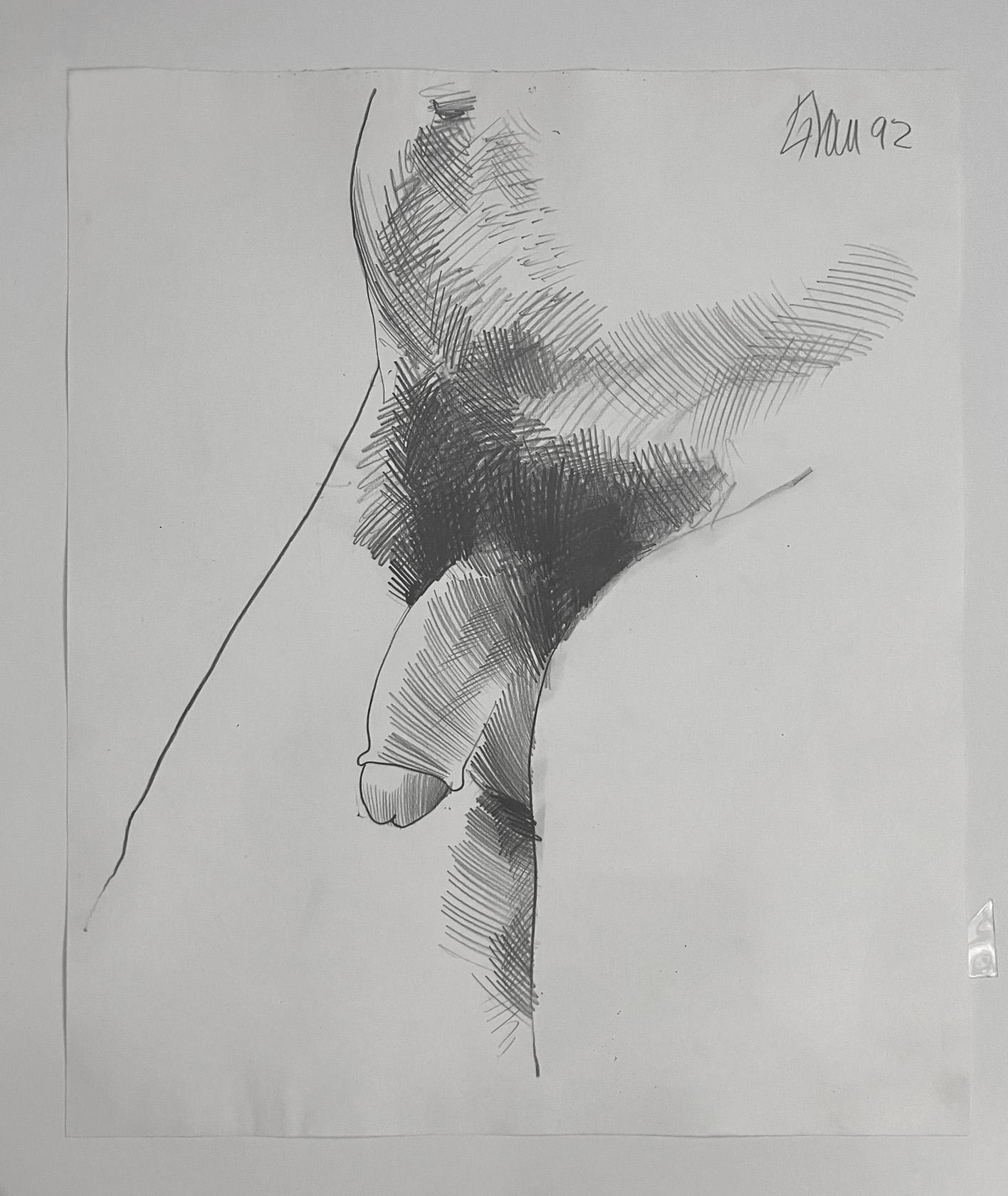 Untitled IV, Nude drawing on paper - Modern Art by Enrique Grau