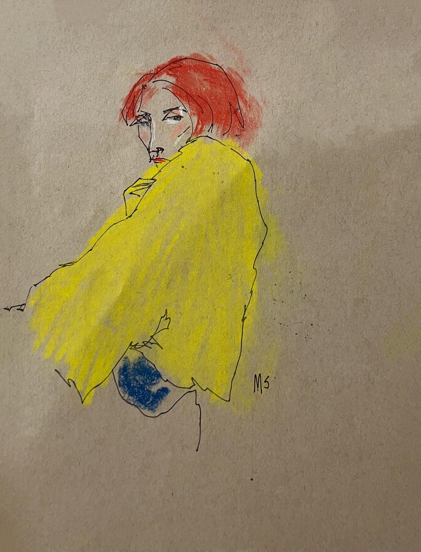 Manuel Santelices Figurative Art - The Yellow Jacket, Portrait Painting 