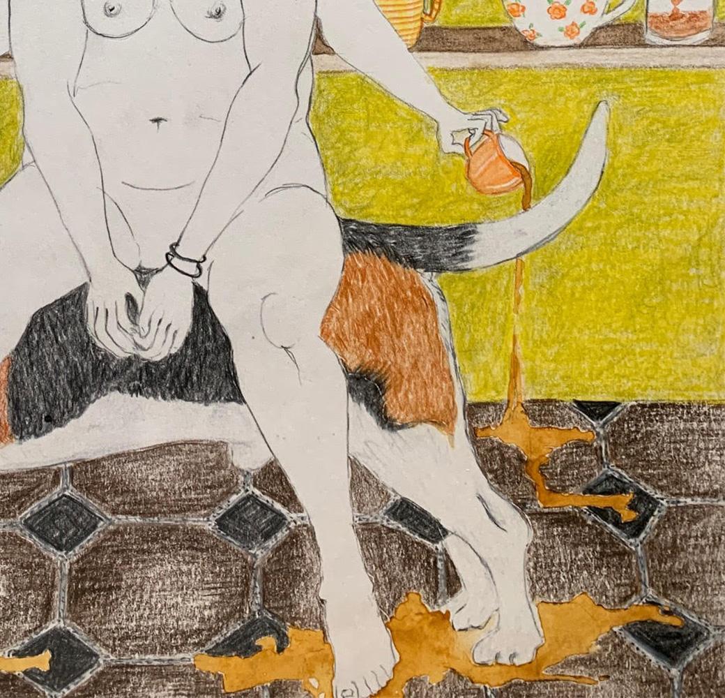 Il cane e l'osso. Disegni dalla serie dei diari di covid - Mixed Media Art Astratto di Megha Joshi