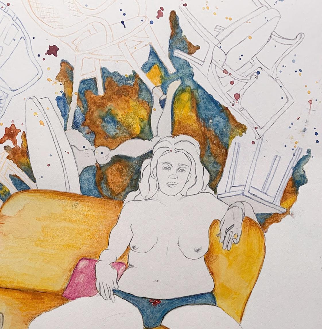Bring it on. Drawings From the covid diaries series - Abstract Mixed Media Art by Megha Joshi