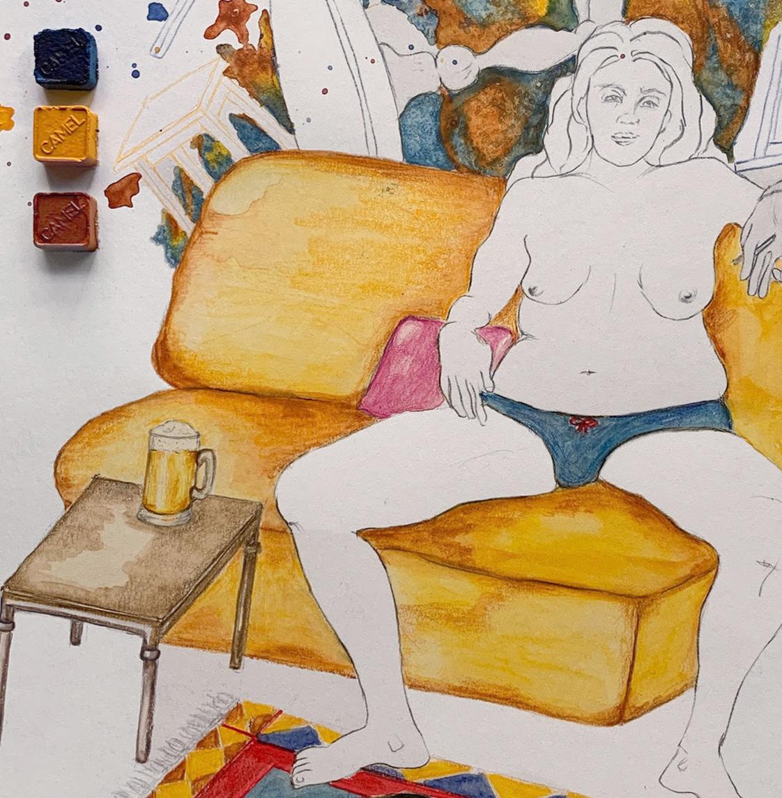 This set of drawings has been like a Covid-19 diary of one woman and her domestic realm. Simone de Beauvoir, the century's most iconic feminist scholar, called the burden of women's housework a 