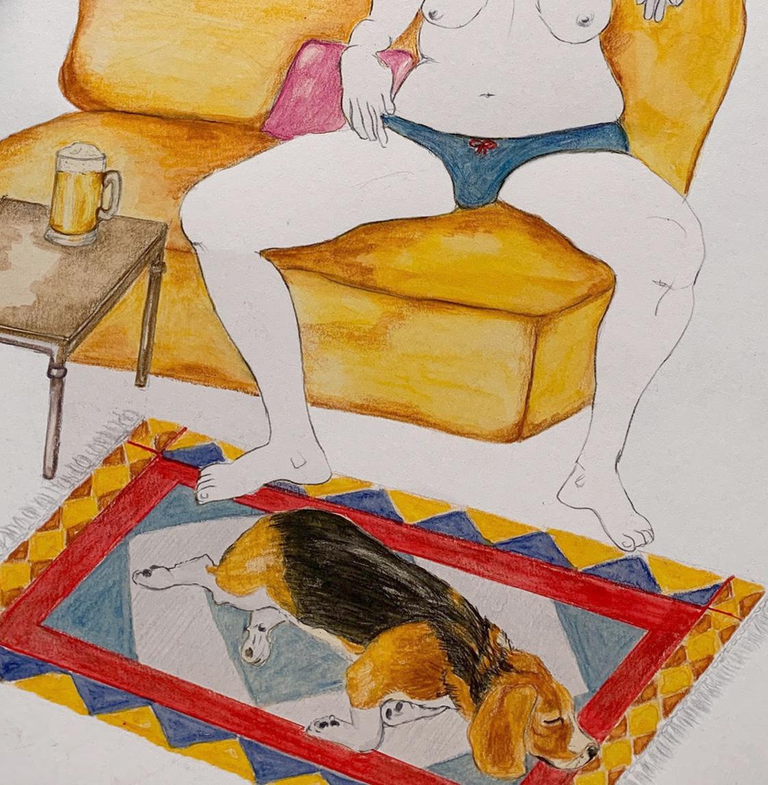 Bring it on. Drawings From the covid diaries series For Sale 1