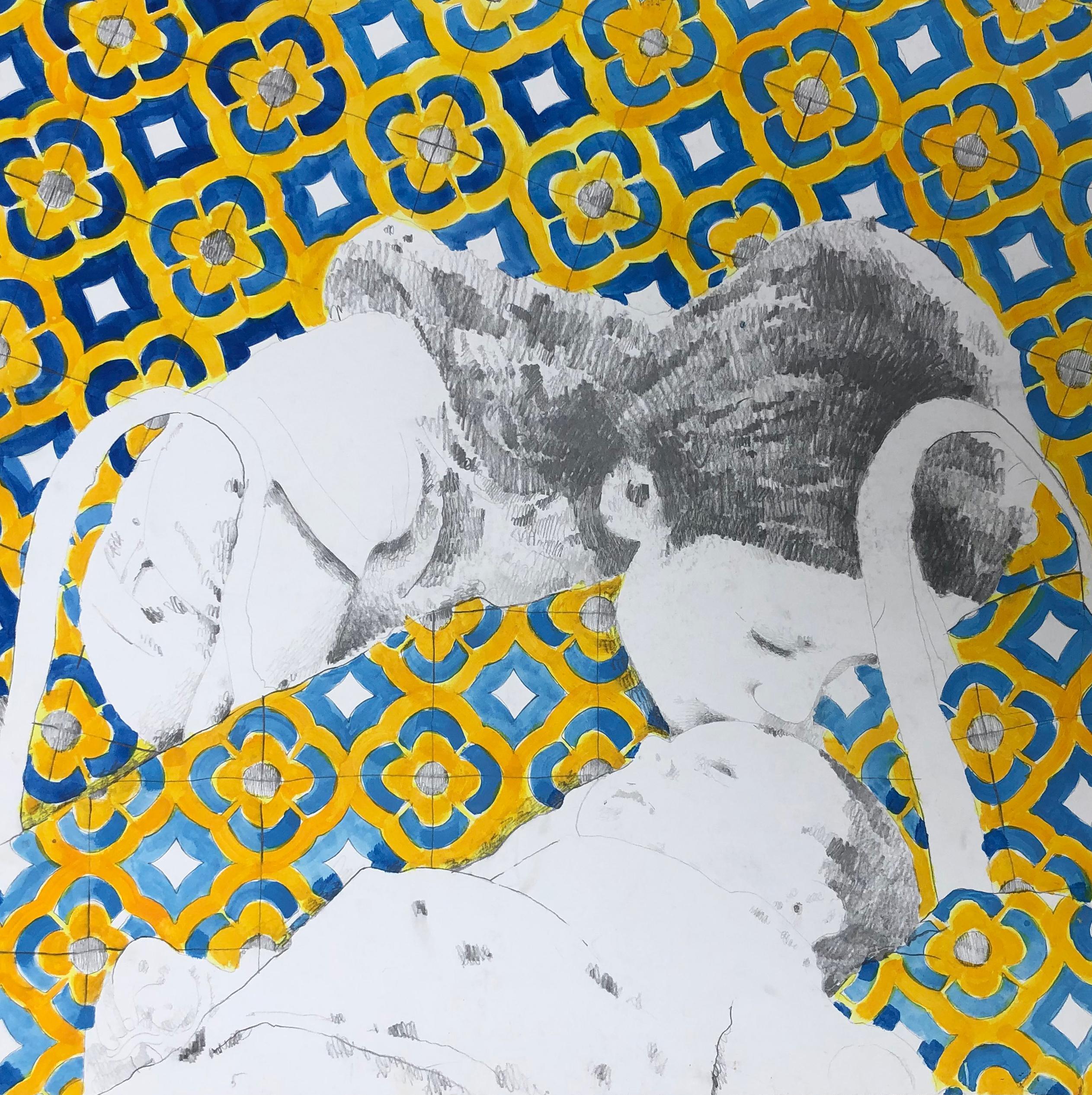 Posdata Contemplación. From the Posdata series - Gray Figurative Art by Iván Castiblanco