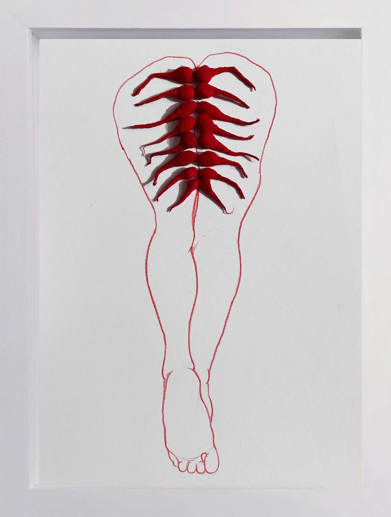 XIV und XV Diptychon. Aus der Roten Serie (Grau), Figurative Art, von Megha Joshi
