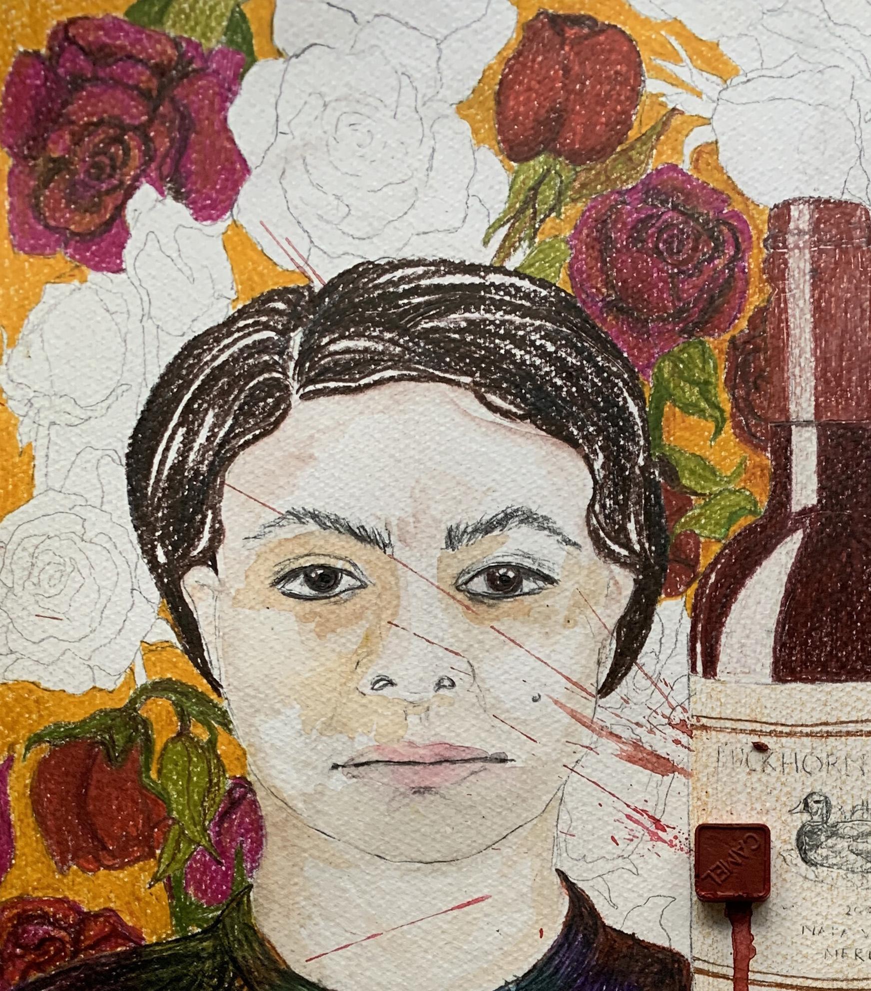 Quand le verre est brisé/Qu'est-ce que le bon vin ? De la série Covid Diaries - Abstrait Mixed Media Art par Megha Joshi