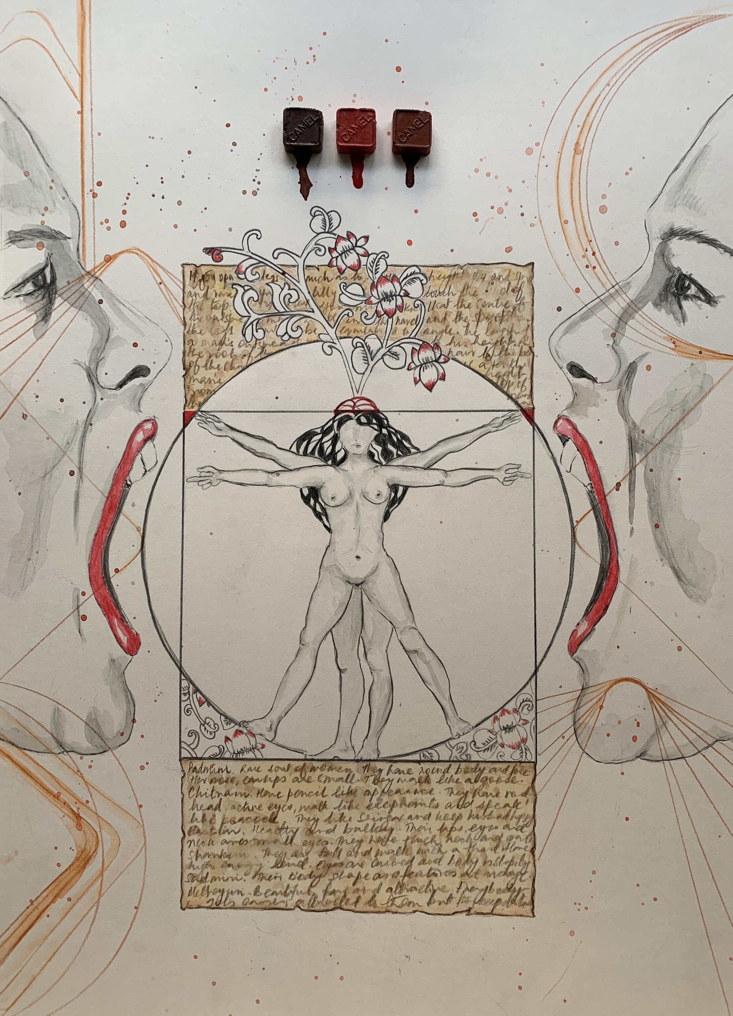 Figurative Art de Megha Joshi - La tradición y el Talento individual. Dibujos de la serie Diarios covídicos