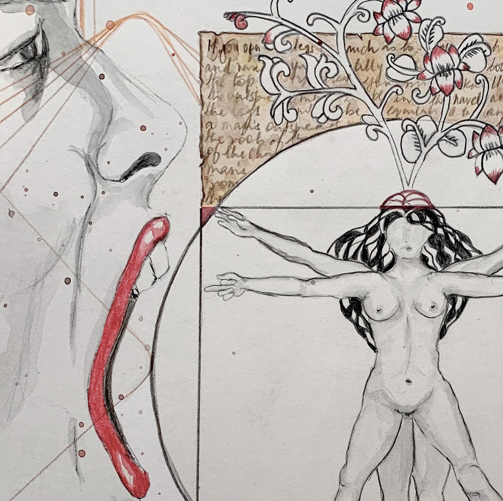 Tradition and the individual Talent. Drawings From the covid diaries series - Abstract Art by Megha Joshi